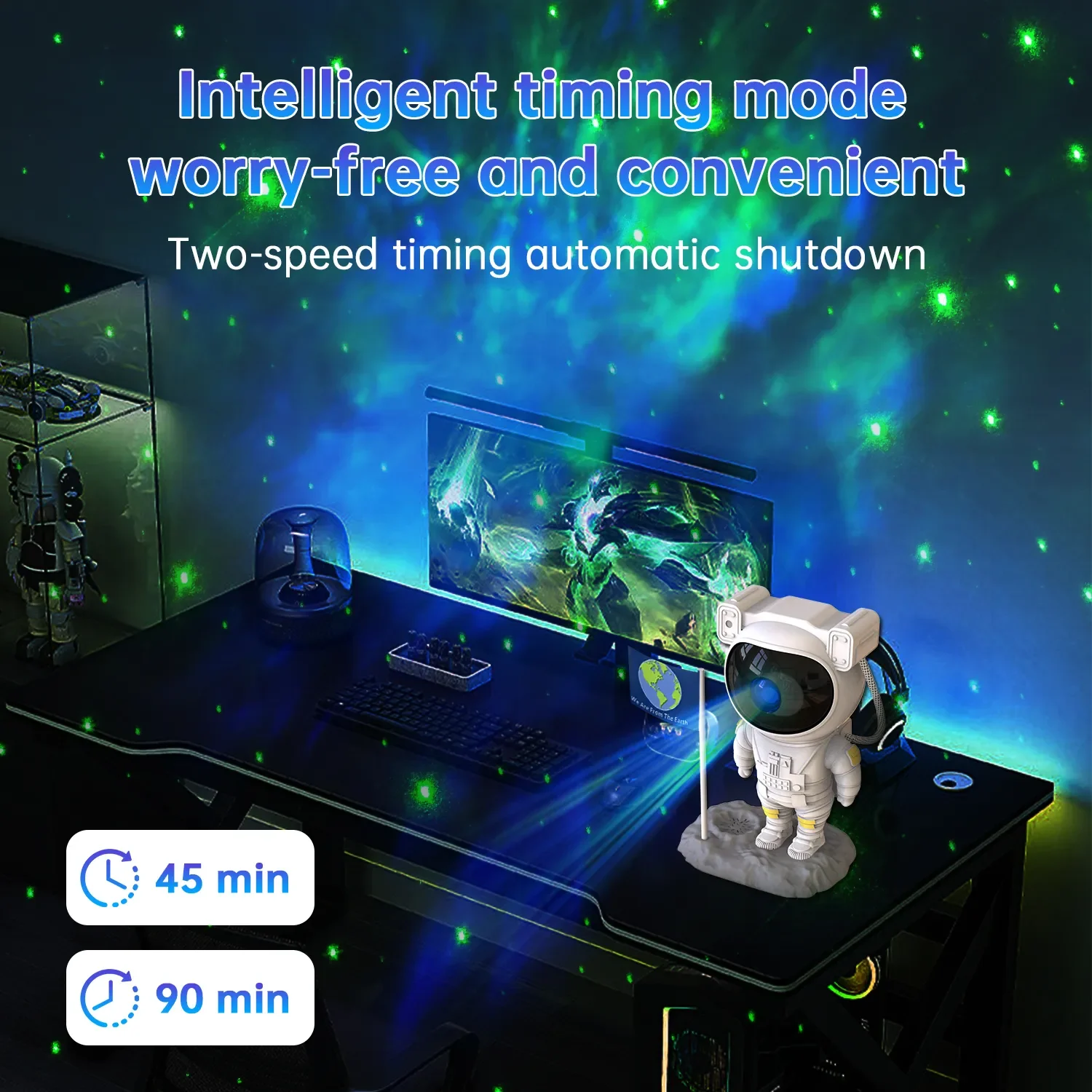 Bluetooth Speakers With Powerful Sound Astronaut Shape Galaxy Star Projector Light Christmas Birthday Gift for Men Women Friend