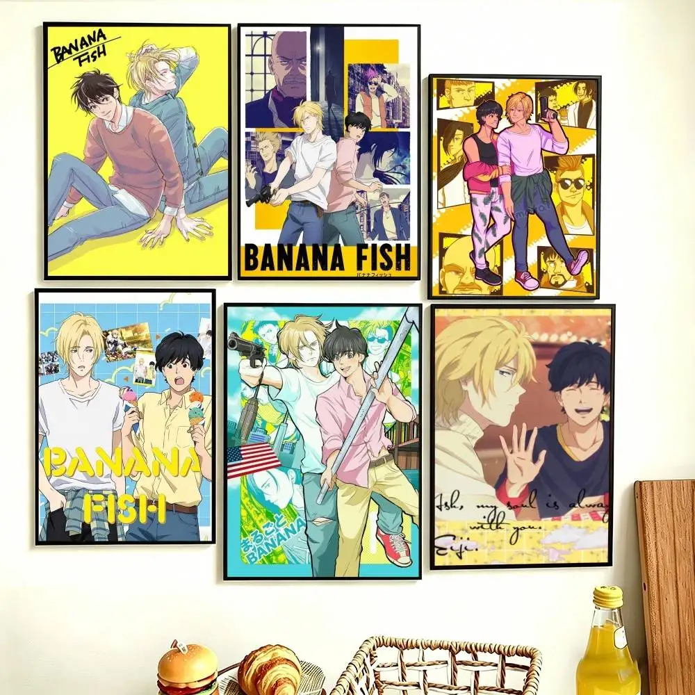 Póster de anime Banana Fish, pegatina espacial perfecta, autoadhesiva, para oficina, hogar, cine, decoración de pared, regalo elegante