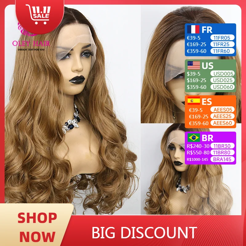 

Brown Colored Synthetic 13x4 Lace Front Heat Resistant Body Wave Glueless Drag Queen Cosplay Wigs For Black Women Pre Plucked