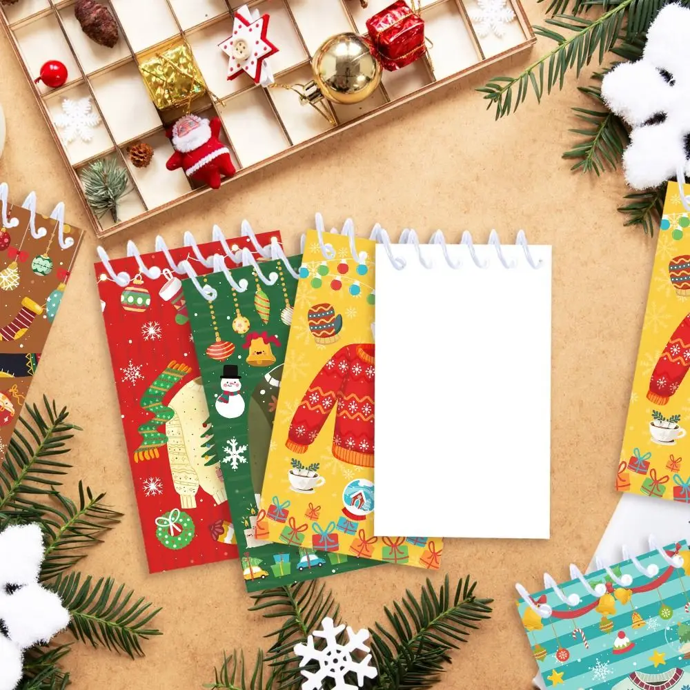 8 STKS Coil Binding Kerst Notebook Mini Maat Meerdere Stijlen Spiraal Notebook Spiraal Ontwerp Kerstman Notebook