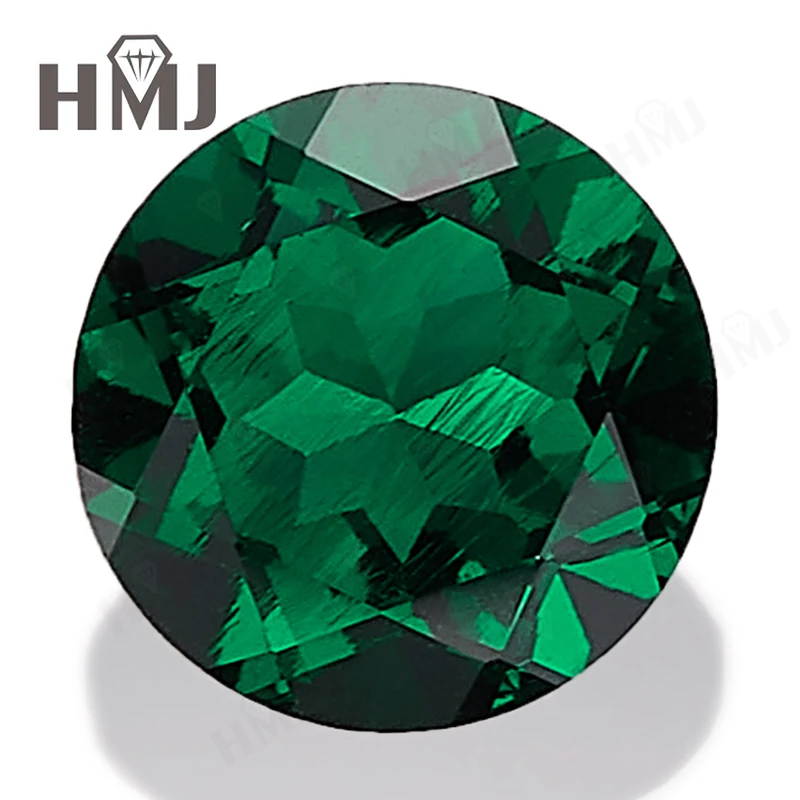 Lab Grown Zambian Emerald Round Cutting Hydrothermal Hand Cut with Cracks Inclusions Inside Selectable AGL Certificate