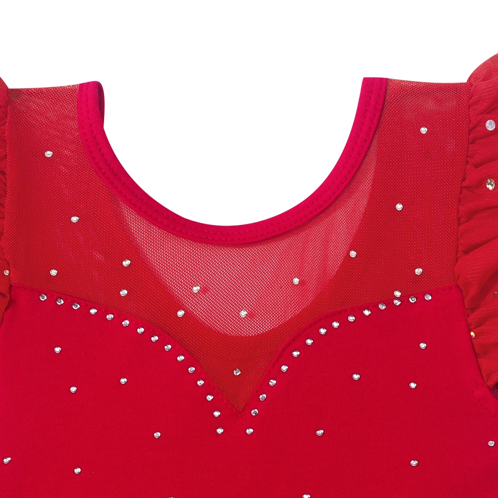 Trykoty baletowe dla dziewczynek z falbankami na rękawach, błyszcząca spódniczka tutu, trykot dla maluchów, sukienka do tańca z siateczki dla baletnicy, kostium gimnastyczny dla dzieci.