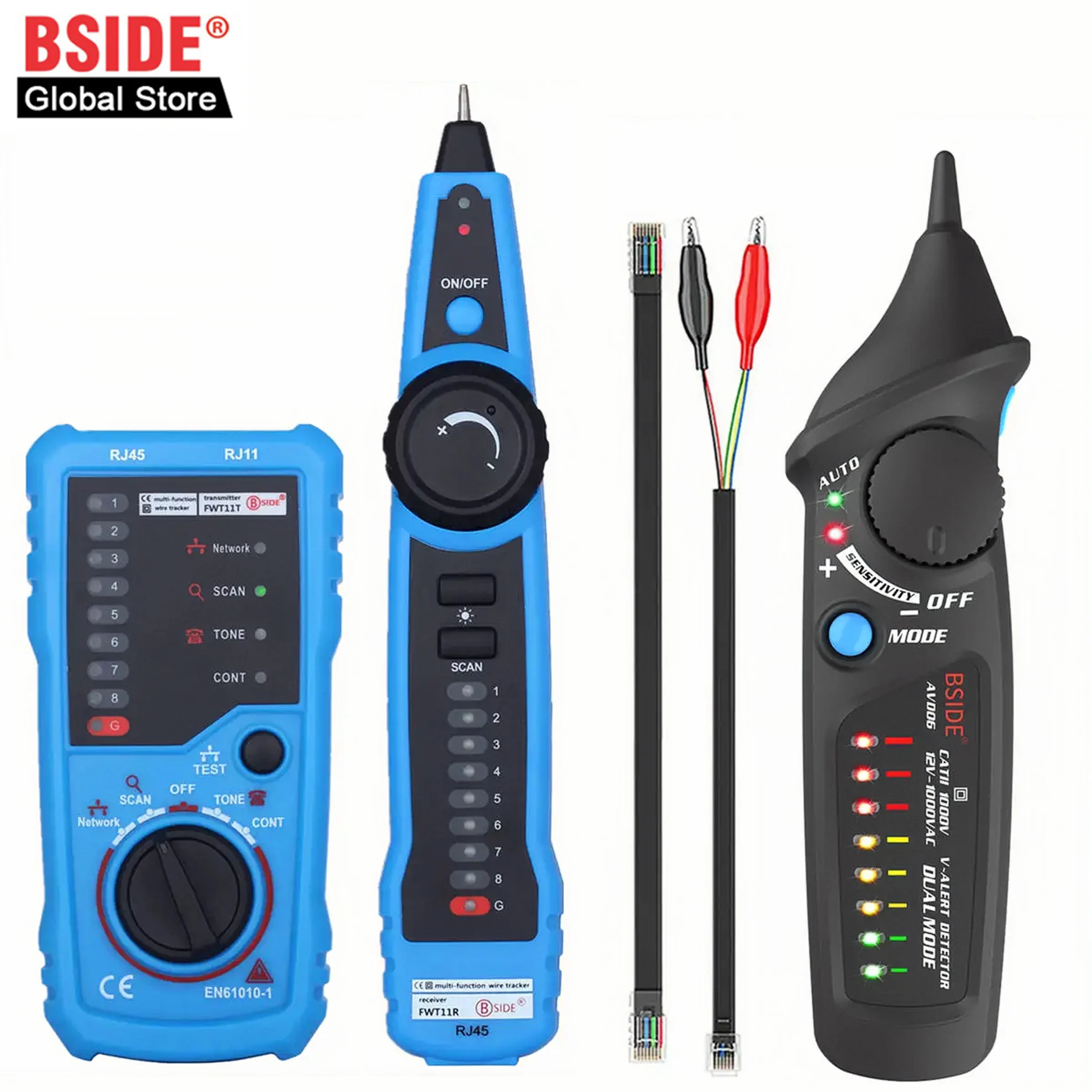 Tester lokalizator przewodów BSIDE FWT11 kabel sieciowy wykrywacz kabli telefonicznych wysokiej jakości RJ11 RJ45 Cat5 Cat6 Ethernet LAN