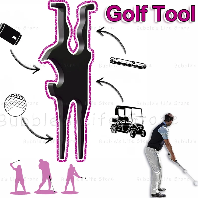 Golf Multi-Tool Universal Cigar Clip Beer Shotgun and Divot Tool Magnetic Golf Cart Cigar Holder Clip Golf Cart Accessories NEW