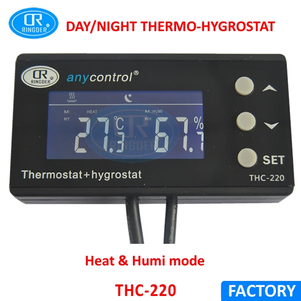 RINGDER THC-220 Digital Sensor Temperature Humidity Controller