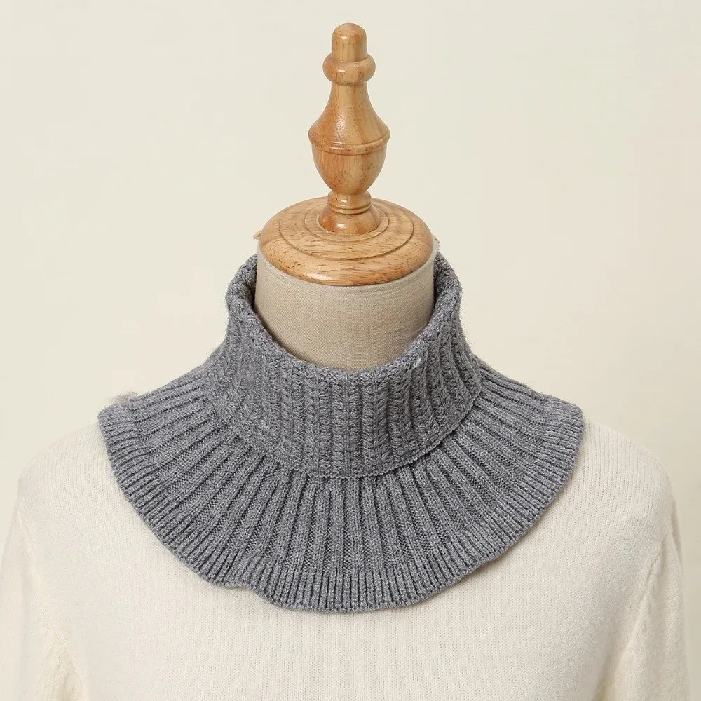 New Knit Turtleneck Dickey Collar Solid High Neck Knitted Neck Warmer Warm Layering Pullover Faux Sweater Collar For Women