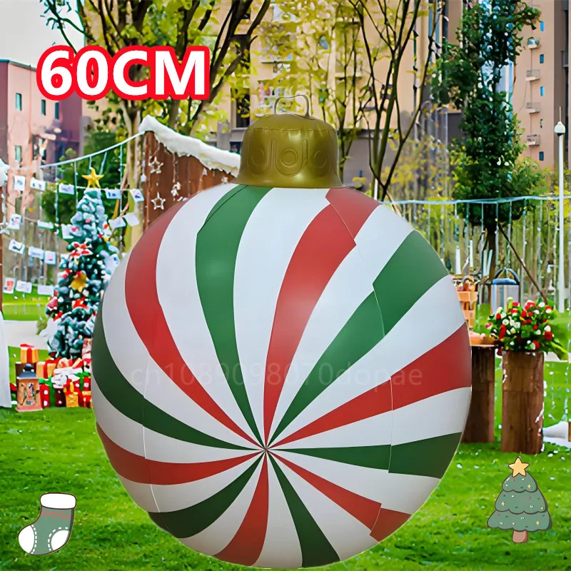 60CM Inflatable Candy Balloon Model Christmas Day Built in LED Light Outdoor Garden Courtyard Festival Party Fun Decoration Prop