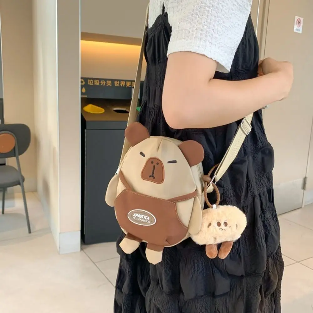 

Oxford Capybara Crossbody Bag Animal Korean Style Kapibara Shoulder Bag with Pendant Large Capacity