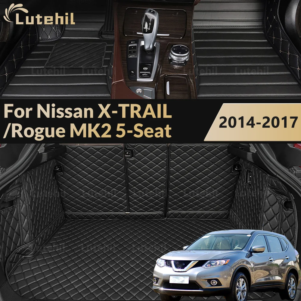 Car Floor Mats For Nissan X-TRAIL /Rogue MK2 (5-Seat) 2014-2017 Trunk mat Cargo Liner Protection Custom Floor Liners Accessories
