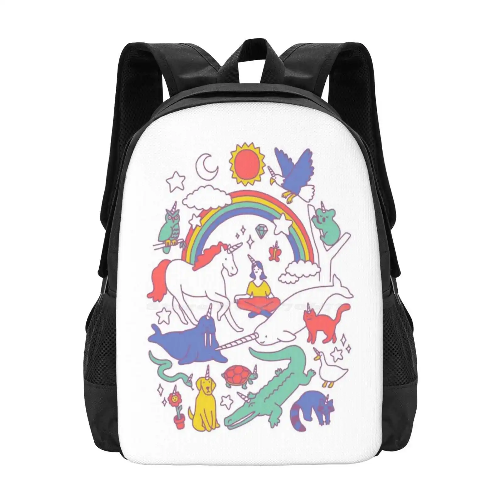 

Unicorns! Hot Sale Schoolbag Backpack Fashion Bags Unicorns Cute Funny Rainbows Magical Cat Narwhal Horse Owl Dog Turtle