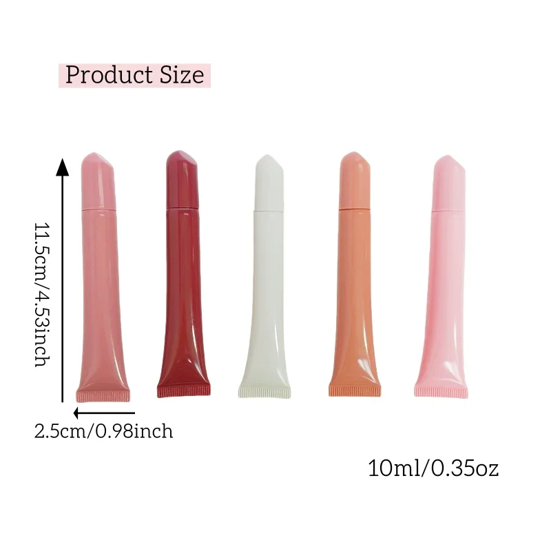 기울어 진 다채로운 립글로스 튜브 20pcs 10ml 디스펜서 립글레이즈 파운데이션 아이 크림 세럼 빅 네임 같은 스타일