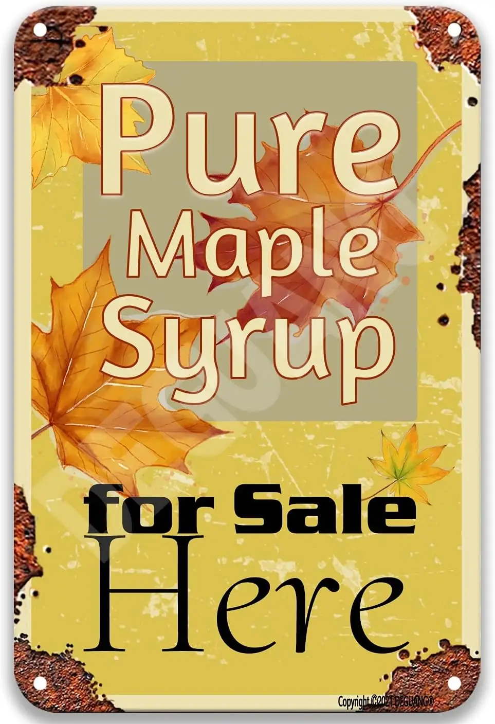 Pure Maple Syrup For Sale Here Metal Vintage Decor Metal Sign Retro Vintage Tin Sign Metal Poster Wall Art Decor 8X12 Inches