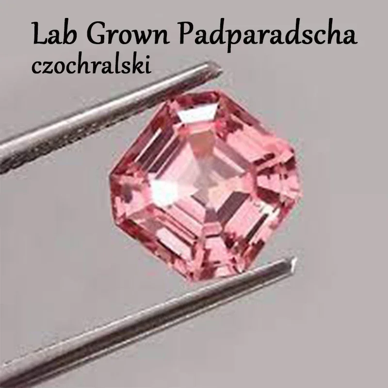 New Padparadscha Color Sapphire Asscher Cut Lab Grown  Loose Gemstone With AGL Certificate Charms for Jewelry Making