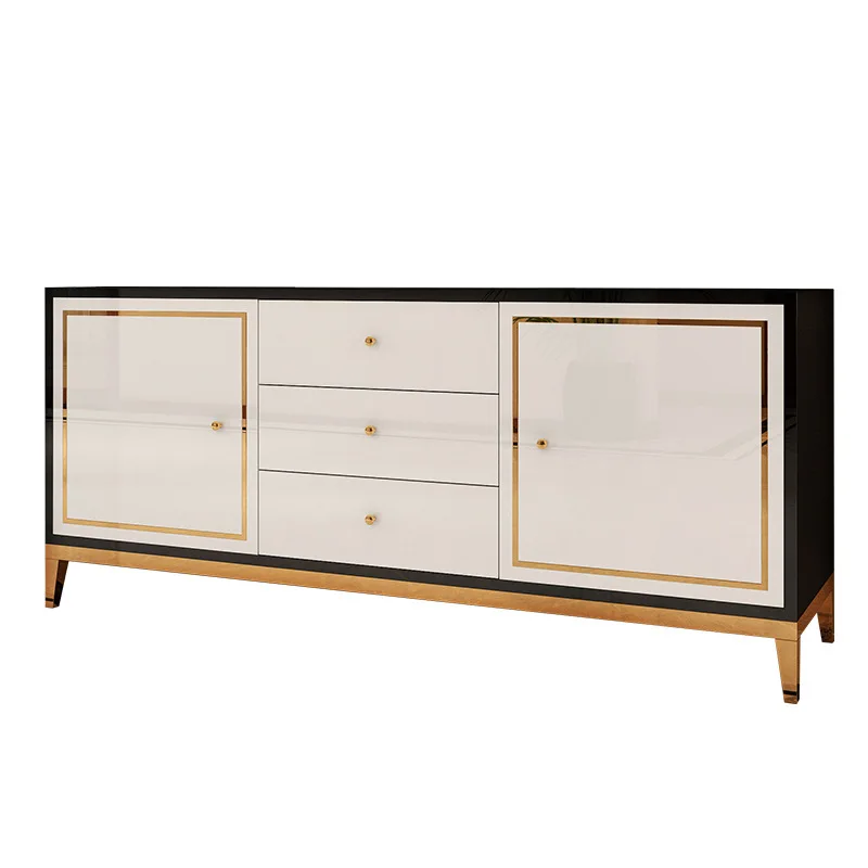 

Hong Kong-style light luxury dining side cabinet Modern simple stainless steel Post-modern foyer cabinet Small