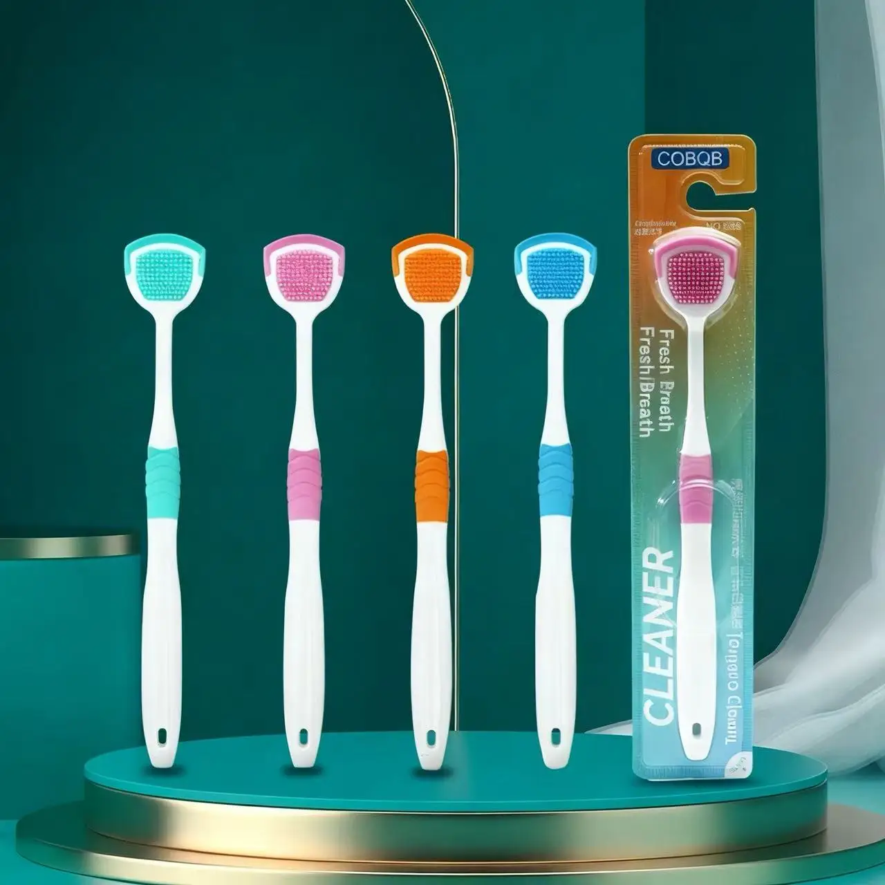 Tongue coating cleaner, tongue coating brush, multifunctional silicone tongue scraper, dual effect tongue coating cleaning brush