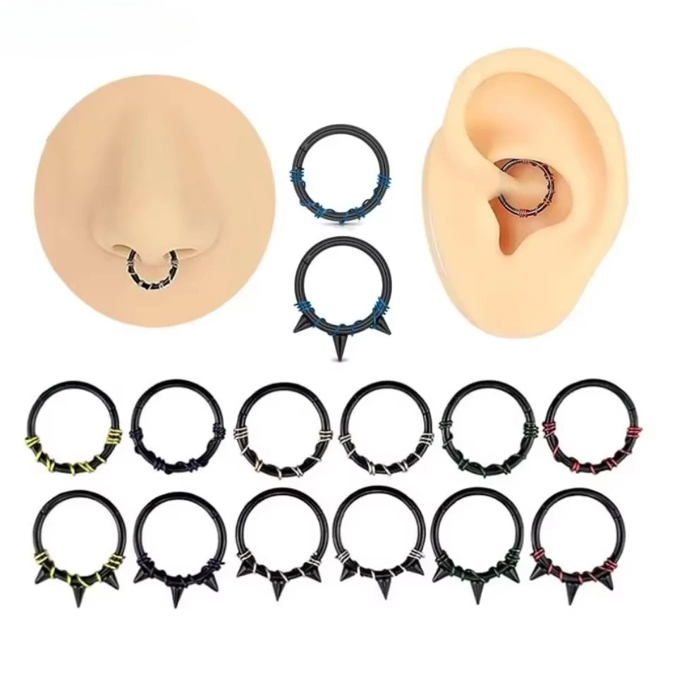 2pcs Stainless Steel 16G Septum Nostril Conch Cartilage Hoop Helix Daith Nose Piercing Tragus  Jewelry for Women Men 8/10mm