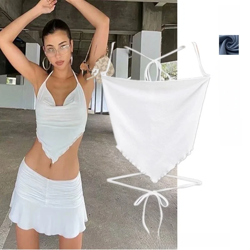 

Модный женский жилет Street Sle, однотонный летний топ с бретельками, подвесной Ne Diamond Wave, с ремешком на животе