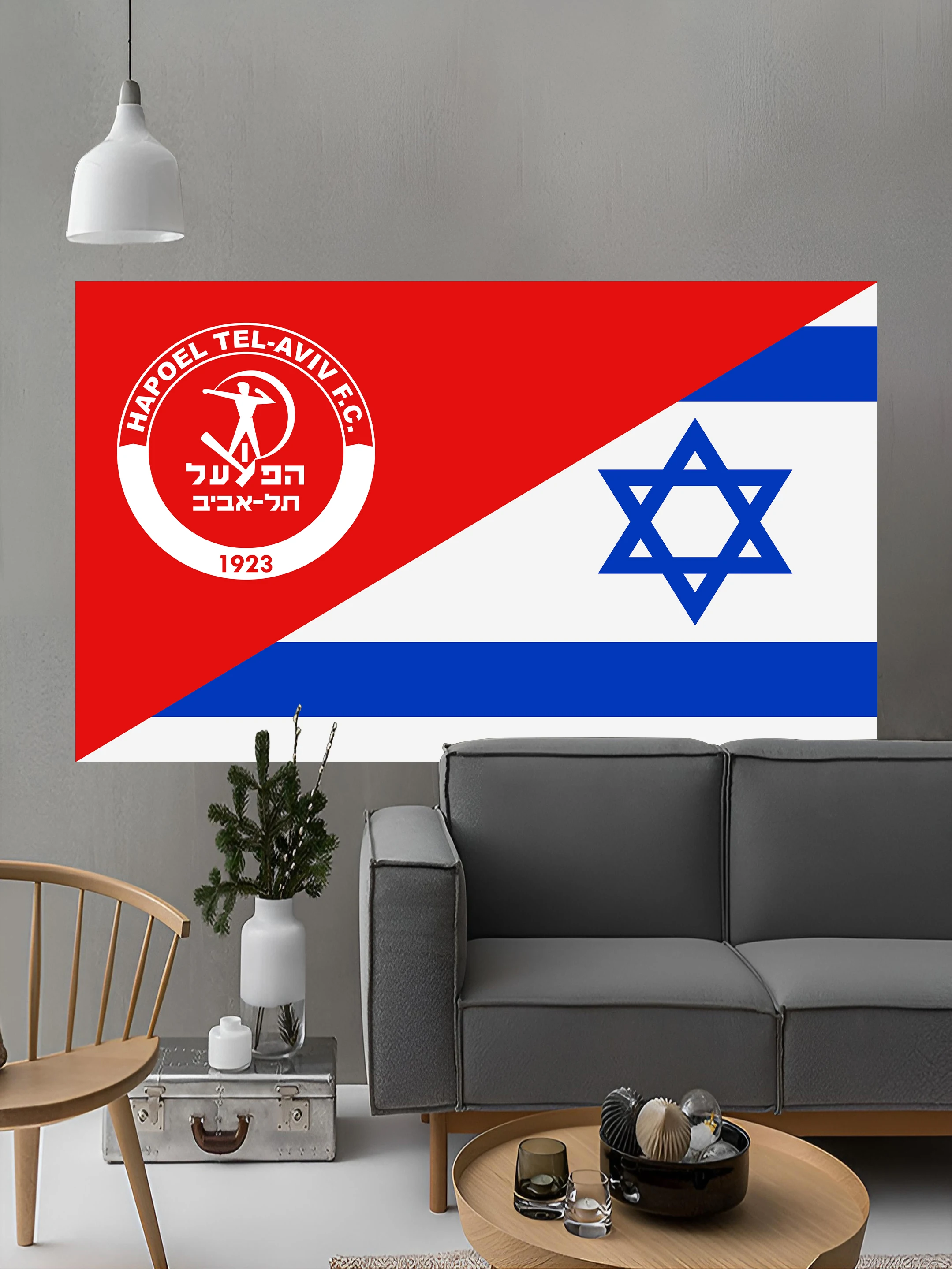 JimonFlag 90X150CM 3X5FT Israël Hapoel Tel Aviv Stad Voetbal Concurrentie Vlag Polyester Gedrukt Banner voor Decor