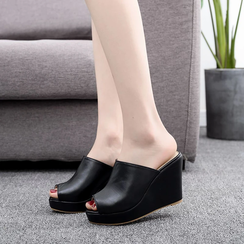 High Heels Ladies Sandal Non-slip Wedge Heel Comfortable High Heels Shallow Open Toe Platform Slipper for Ladies