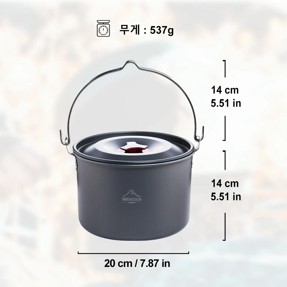 Widesea 4L Camping Hanging Pot Cookware Outdoor Bowler Tableware 4-6 Persons Picnic Cooking Tourism Fishing kitchen Equipment