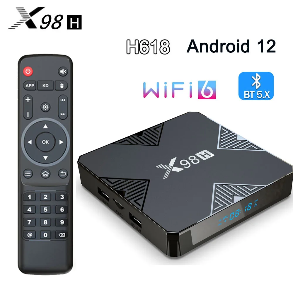 X98H Android 12 Wifi 6 Smart TV BOX Allwinner H618 4K HD 2G16G /4G32G Reproductor Multimedia 2.4G 5G Wifi Dual Set Top Box