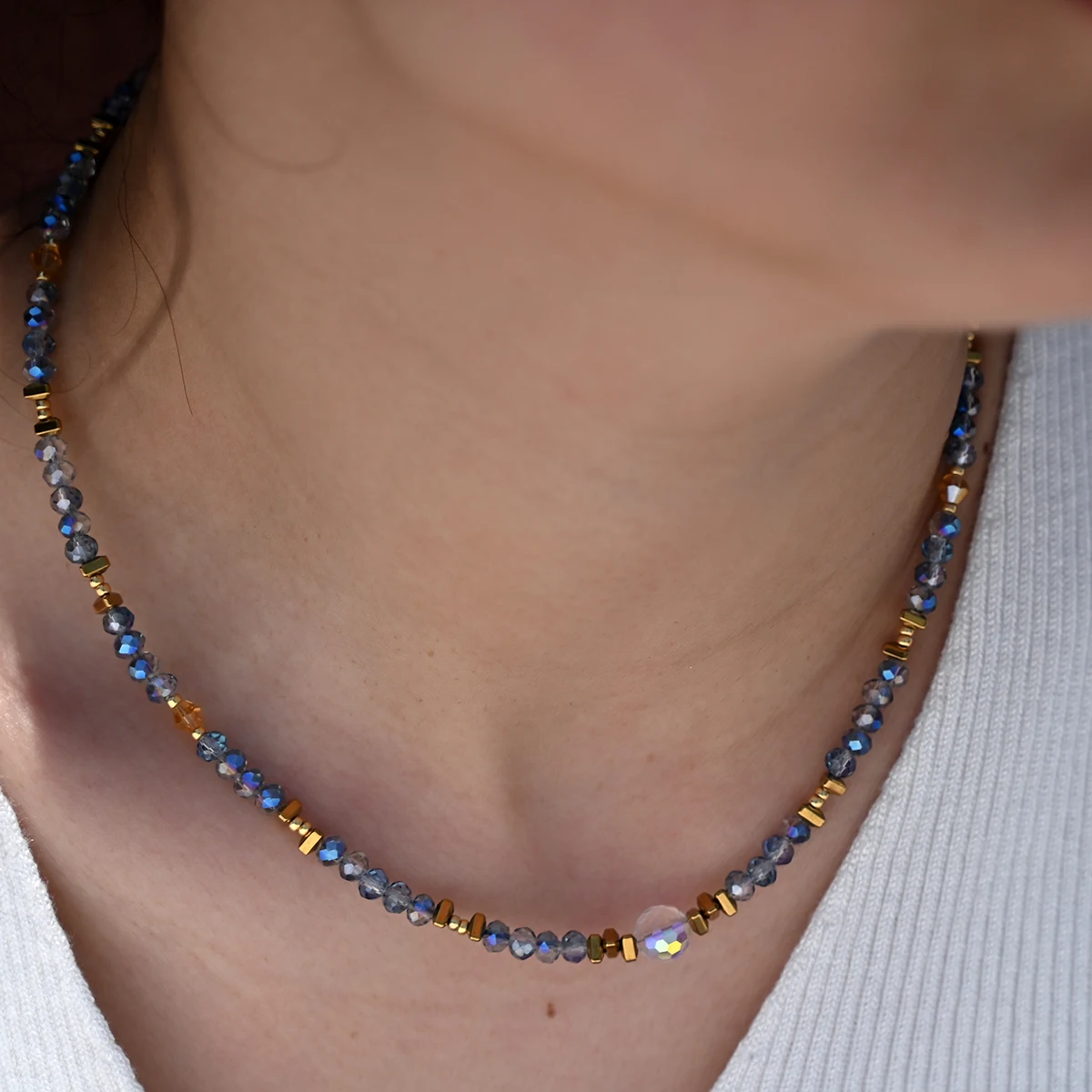 4mm Glas Glänzende Perlen Halskette für Frauen Mode Original Neue Design Halskette Femme Täglichen Schmuck Zubehör