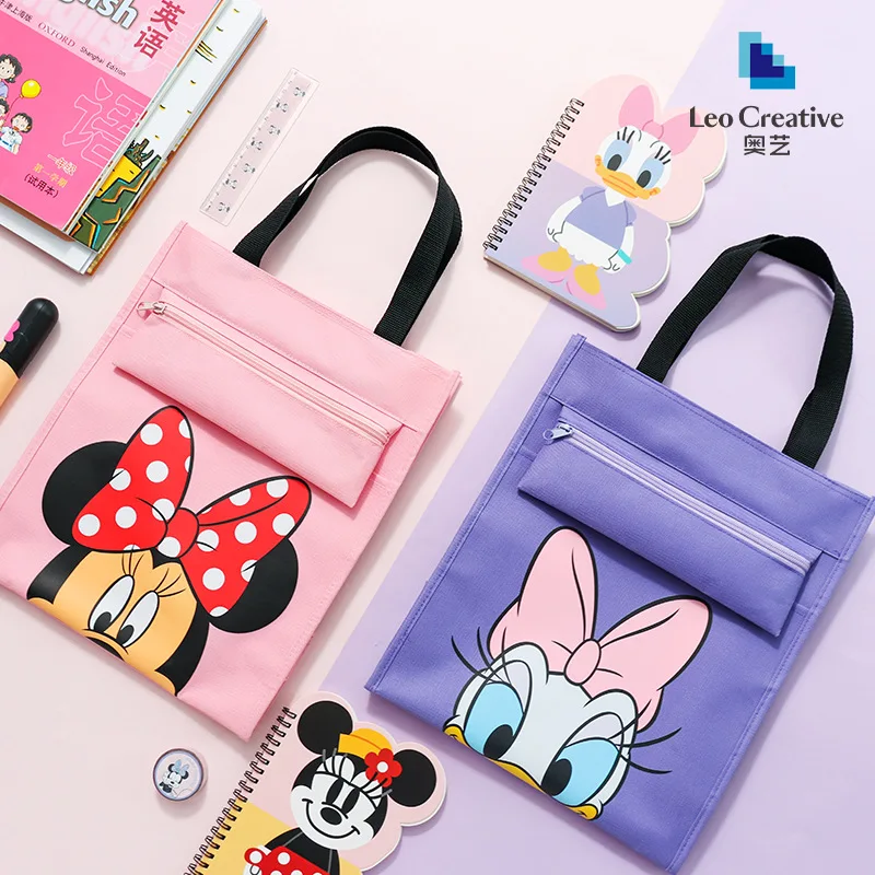 Dsiney Anime Mickey Mouse Student Handbag Kawaii Donald Duck Daisy Shoulder Bag Cartoon Minnie Document Bag Schoolbag Gifts