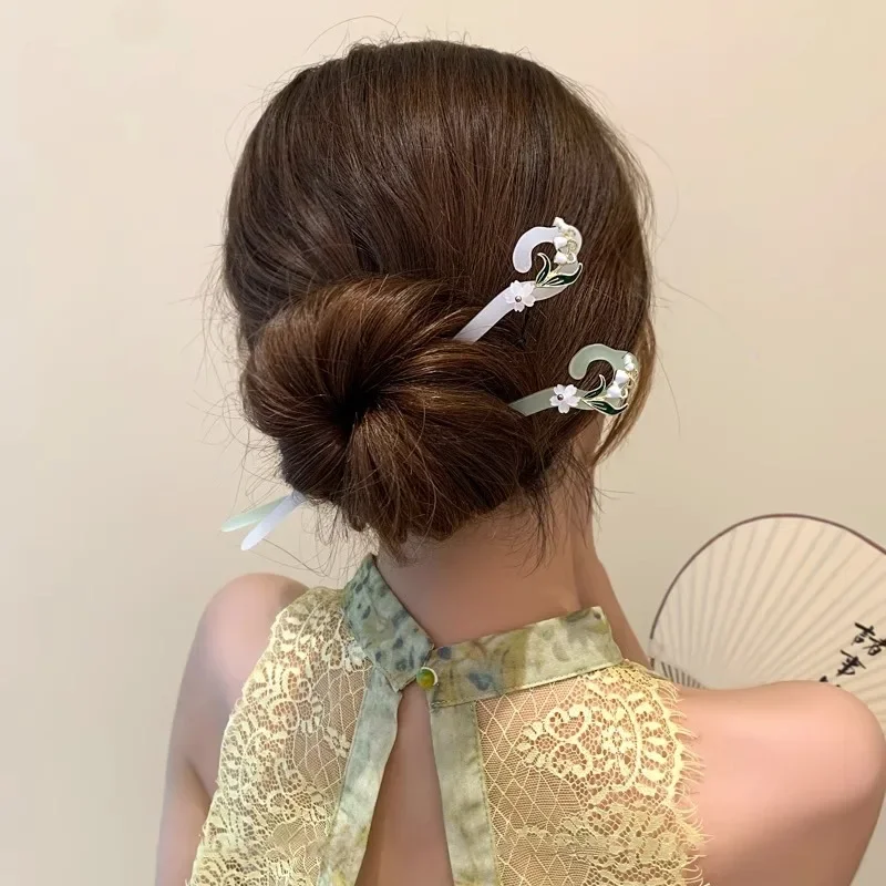 antique hair accessories Lily of the valley hairpin female Chinese cheongsam Hanfu headdress elegantly hair hairpin