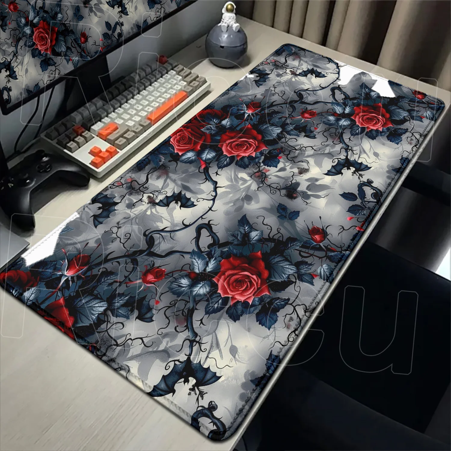

Коврик для мыши «Готическая роза», большой, для рабочего стола, с резиновой основой и прошитыми краями, нескользящий, для дома