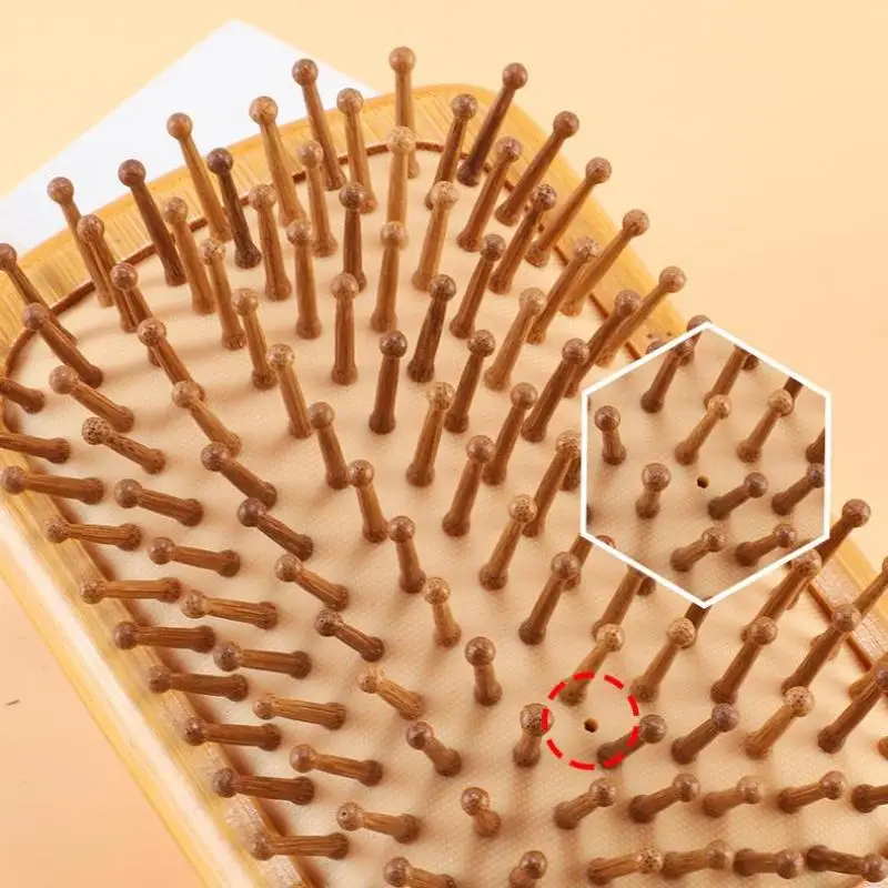 Natural Bamboo Paddle Comb Air Cushion Comb Scalp Massage Anti-static Tangle Free Comb Special For Real Hair Wigs