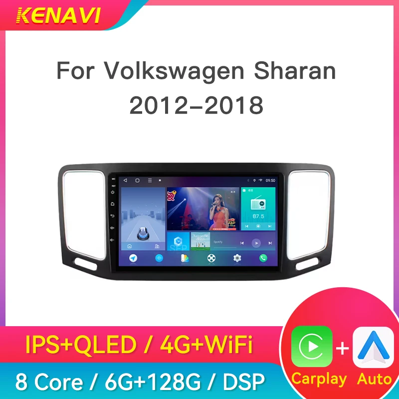 Car Radio For Volkswagen Sharan 2012-2018 GPS AM FM Wireless Carplay Android Auto Head Unit Intelligent Center Multimedia Player