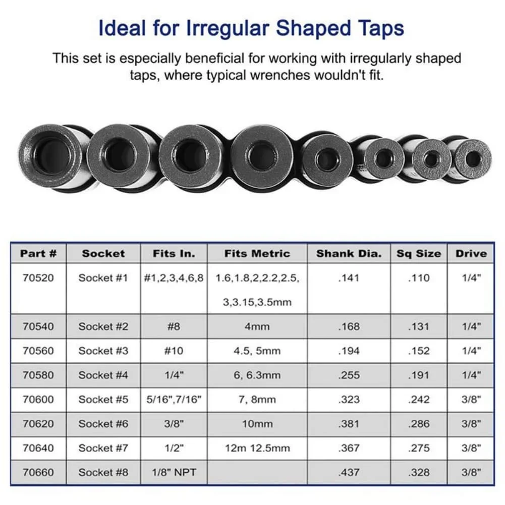 Compact Tap Socket Set Threading Tool Kit As Shown Compact Design For Confined Spaces Heat-treated Alloy Steel