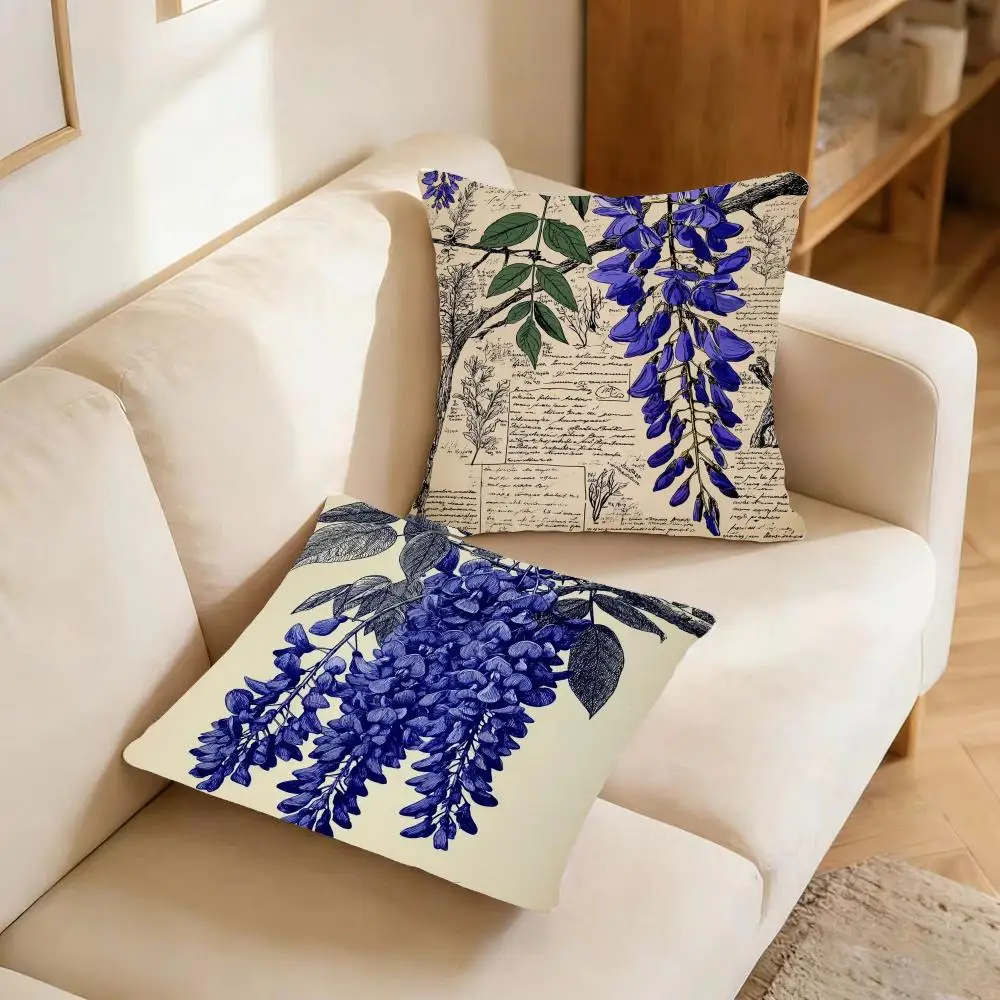 Elegant Botanical W-Wisteria Magazine Print Cushion Cover Warm coral fleece Cute kawaii plush Kawaii mascot throw
