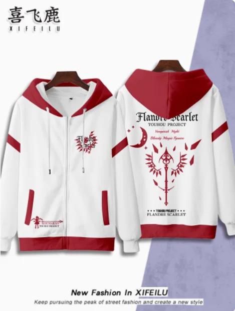 Touhou Project Flandre planchers let Hooded Cosplay Costume pour hommes et femmes, Anime Hoodie, Anime Coat, At Jacket, Y-adt, Automne, Hiver