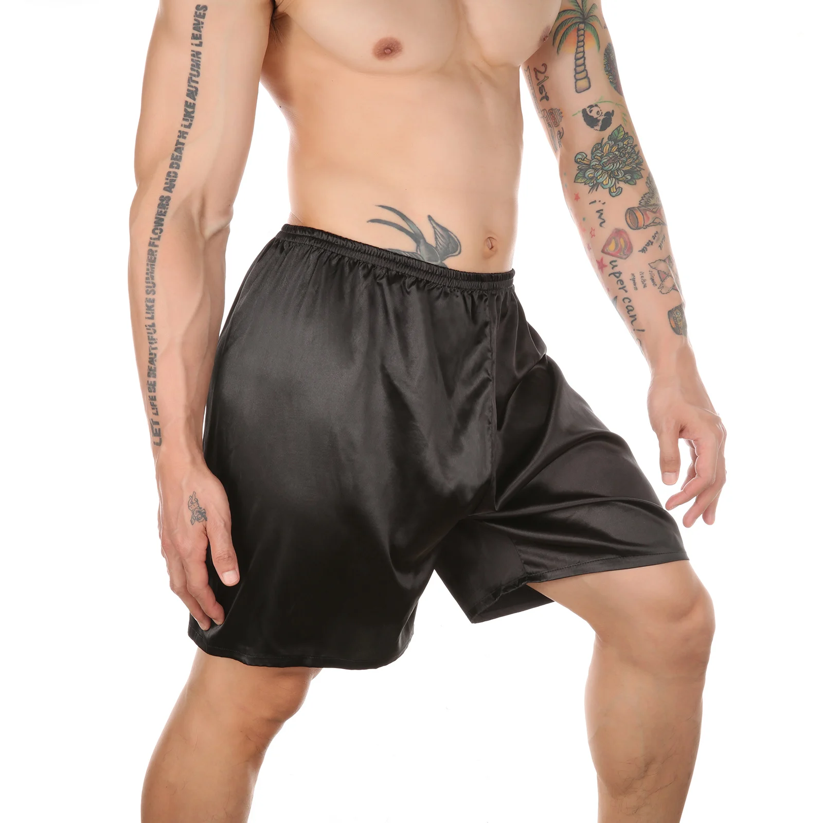 CLEVER-MENMODE Nightwear Satin Pajamas Shorts Men Sleep Bottoms Home Pyjamas Lounge Homewear Boxers Short Pants