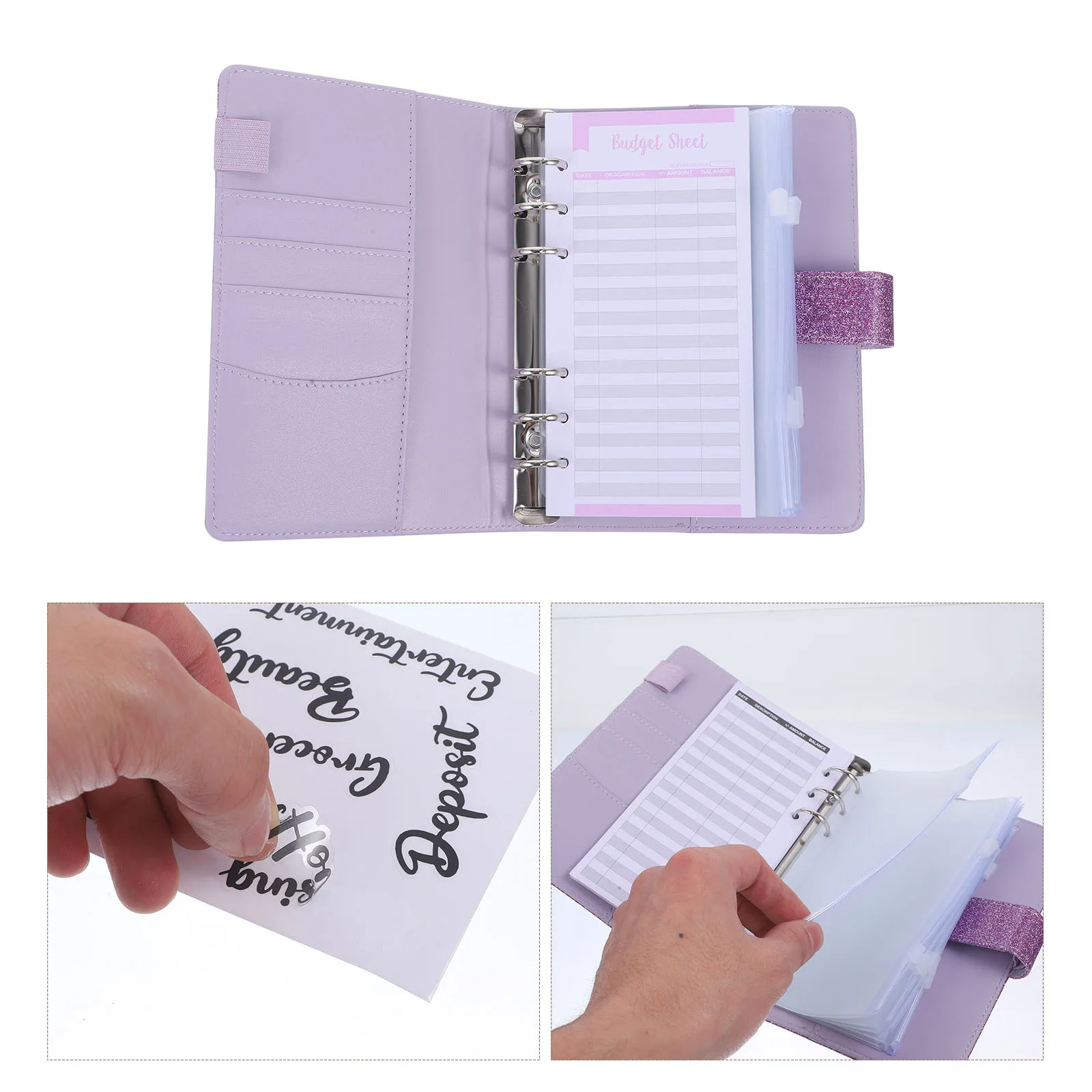 

1 Set Budget Binder Money Organizer Cash Bills Planner Notebook Cover Zipper Envelopes Pvc Waterproof Storage For Cards Receipts
