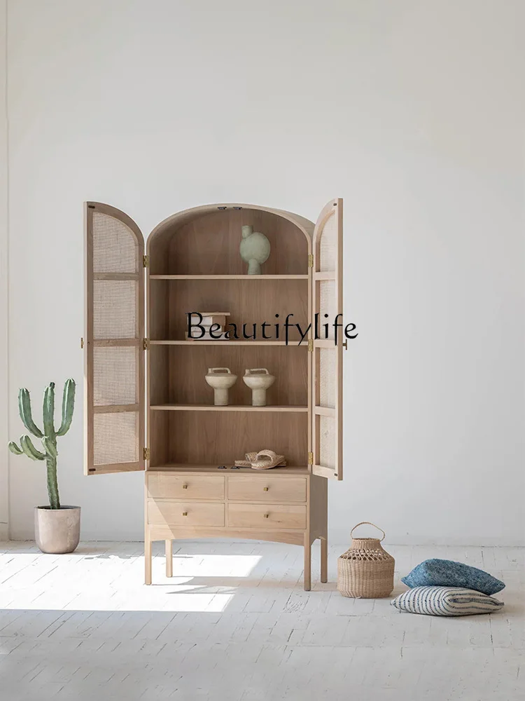 Nordic Retro Massief Houten Locker Designerkast