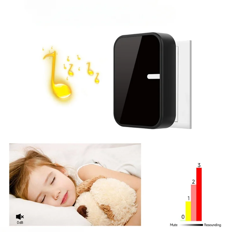 ABGR-جرس باب لاسلكي بدون بطارية مقاوم للماء 200 متر لمسافات طويلة جدًا (قابس الاتحاد الأوروبي)