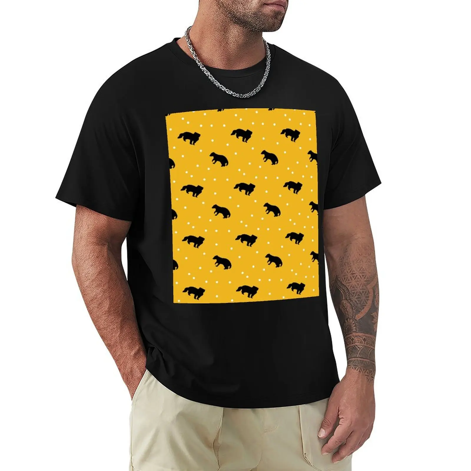 

Cute Huffle Badger House Pattern T-Shirt Short sleeve tee graphics big and tall t shirts for men