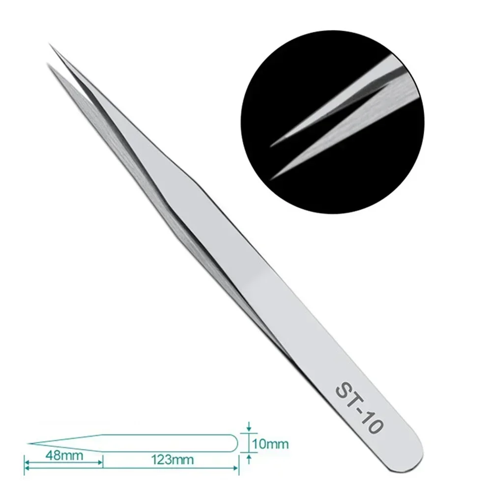 1Pc Precision Tweezer Anti-static Tweezer Anti-magnetic Resist Corrosion Stainless Steel Tweezers ST-10/11/12/13/14/15/16/17