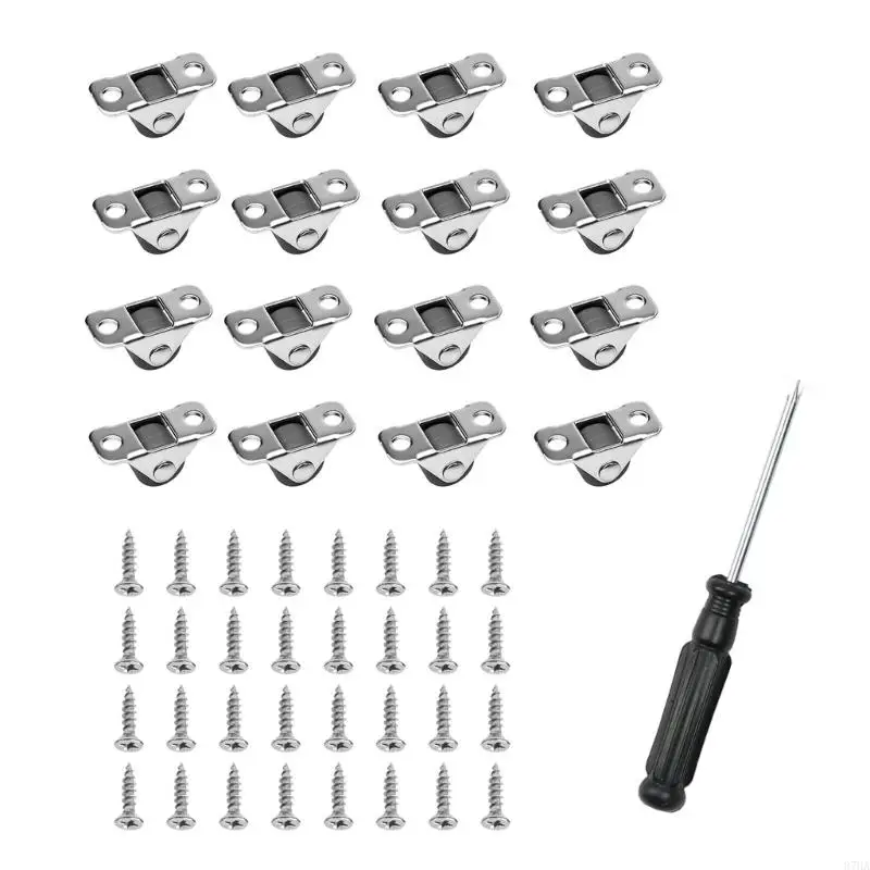 Under-Base Furniture Rollers, Screw Mount Metal Plate Hardware for Cabinets, Plant Stands, Storage Units, and Tables 87HA