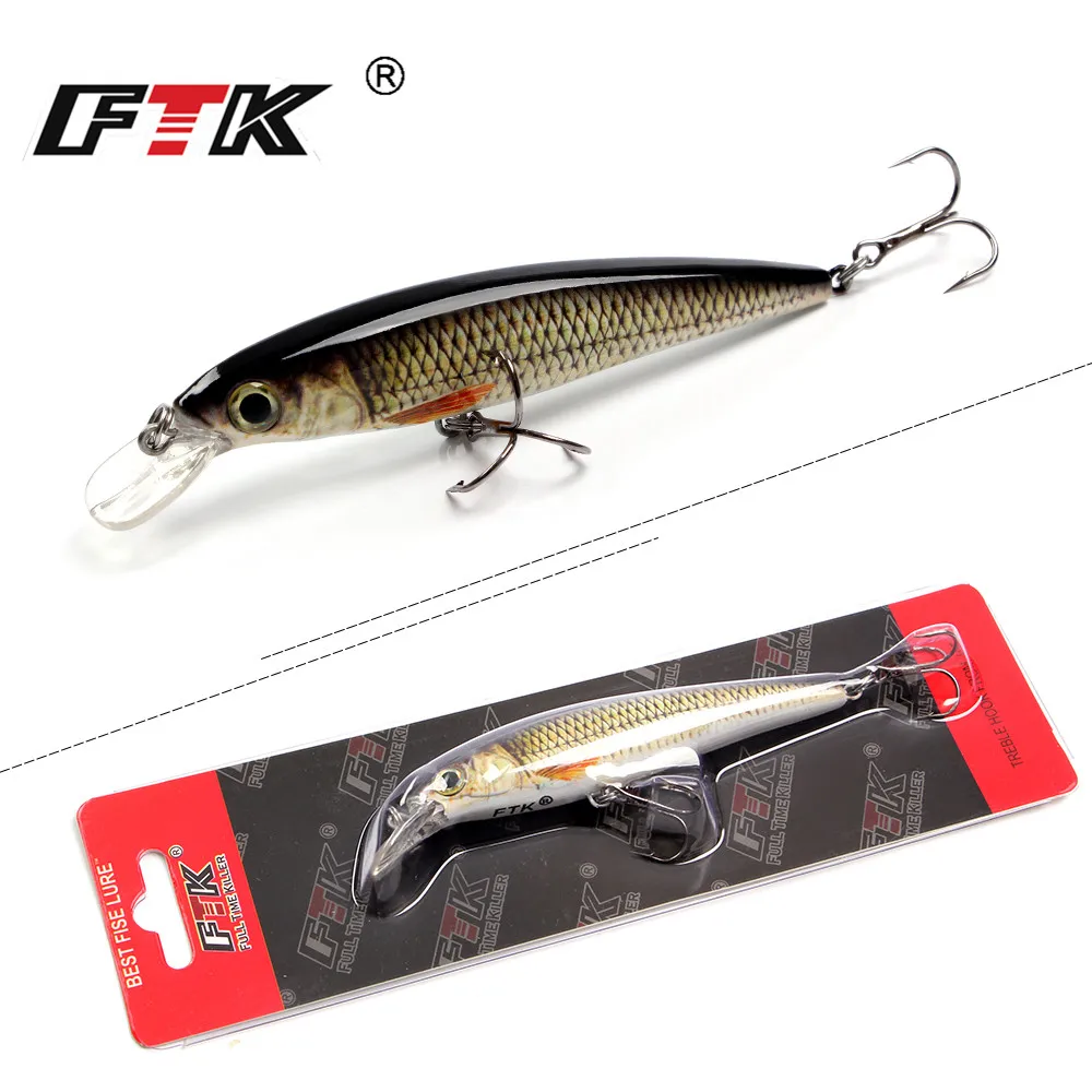 FTK-Floating Hard Bass Lure, Isca artificial, Carpa Wobblers, Crankbait, Acessórios de pesca, Minnow Crankbait, 100mm, 12g