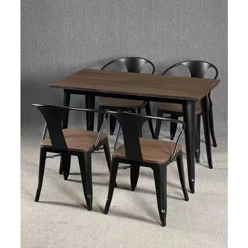 Industrial Metal Tableware Reclining Chair Restaurant Commercial Furniture Restaurant Cafe Table and Chair Set