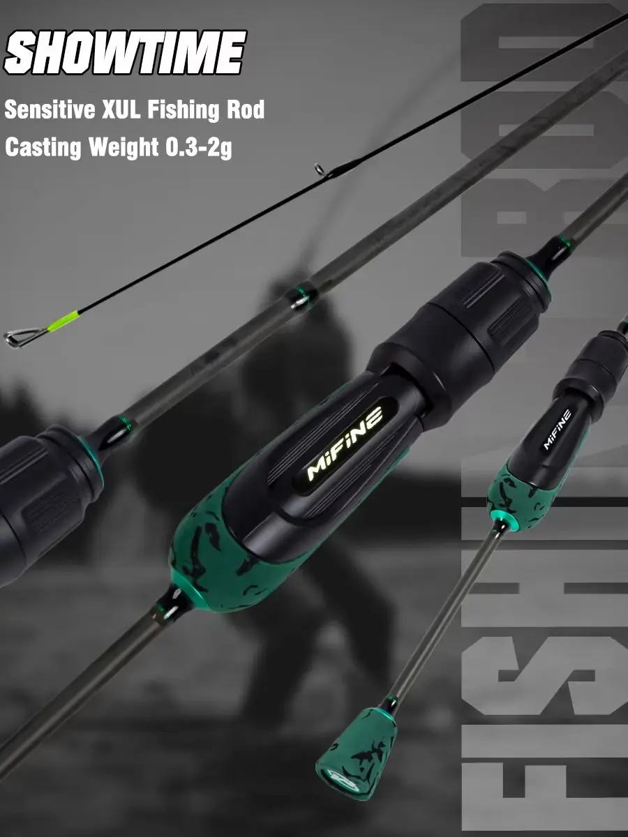 Wędka spinningowa MIFINE SHOWTIME Ultralight XUL 30T do przynęt 0.3-2G, z przelotkami Fuji/RA, pustą szczytówką, do wędkarstwa słodkowodnego i słonowodnego. — 2