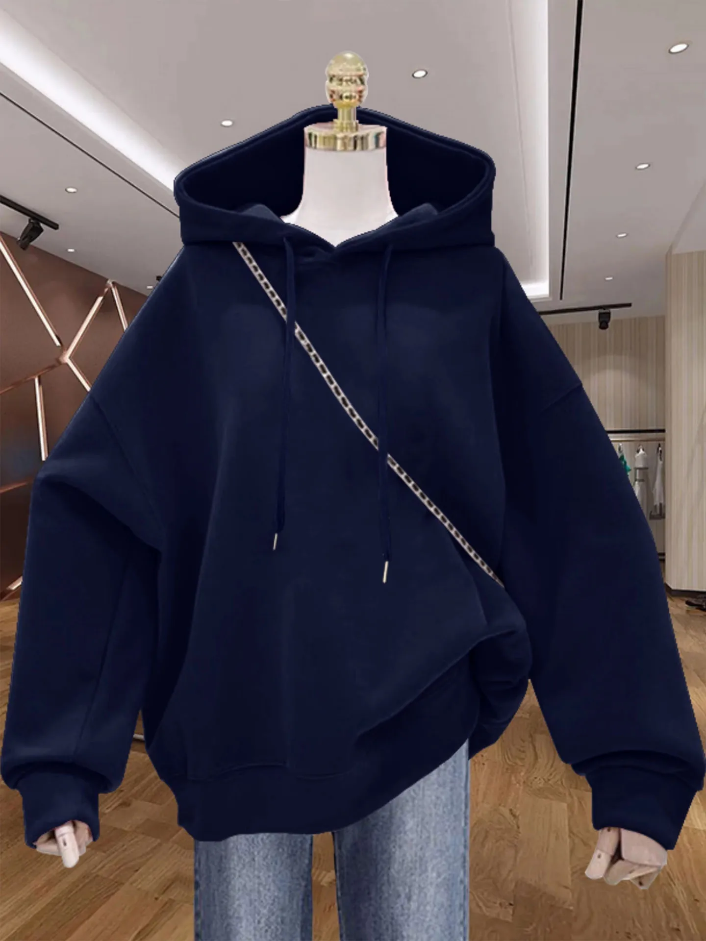 

Новая женская утепленная толстовка свободного кроя с круглым вырезом и длинными рукавами, в корейском уличном стиле, с принтом, для осени и зимы