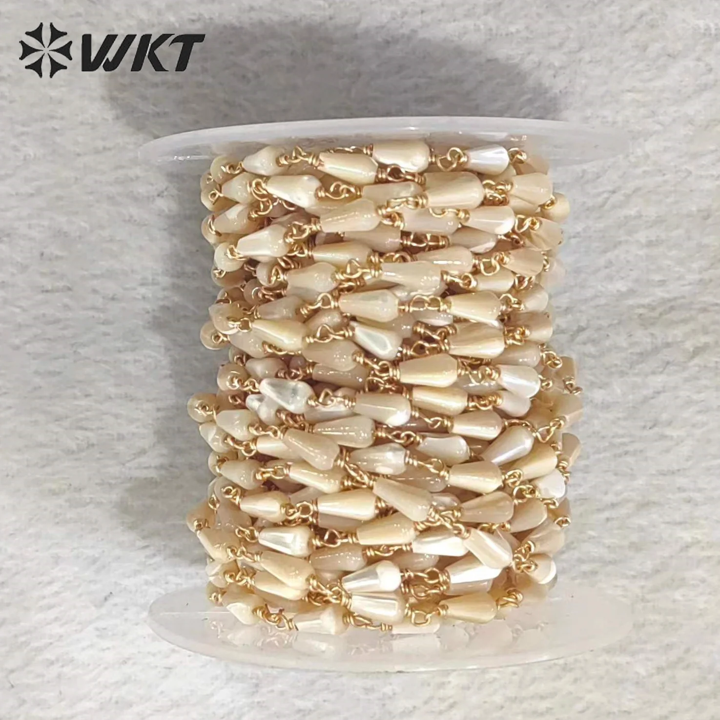 WT-RBC222 WKT 2023 سلسلة على الموضة مع قذيفة 18k سلسلة ذهبية الخرز حوالي 3x6 مللي متر الزفاف الرجعية سلاسل الحفلات اكسسوارات #6