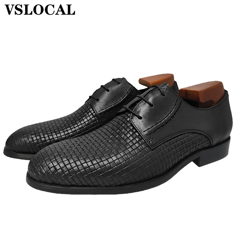 Italian Men Real Leather Shoes Lace up Round Top Casual Mens Dress Shoes Black Coffee Wedding Office Derby Shoes For Men