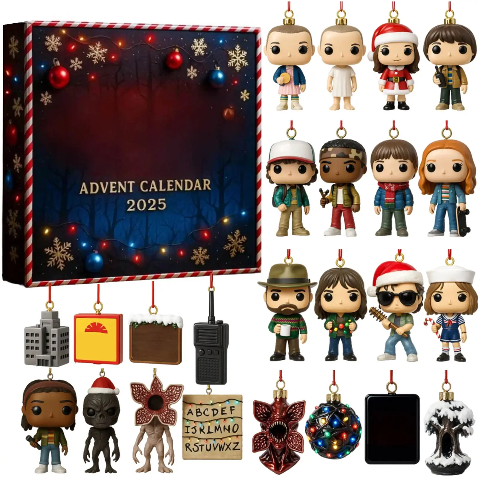 Stranger Christmas Set - 2d Acrylic Ornament & Collectible Advent Calendar | The Ultimate Fan Bundle for Exclusive Tv Show Merch