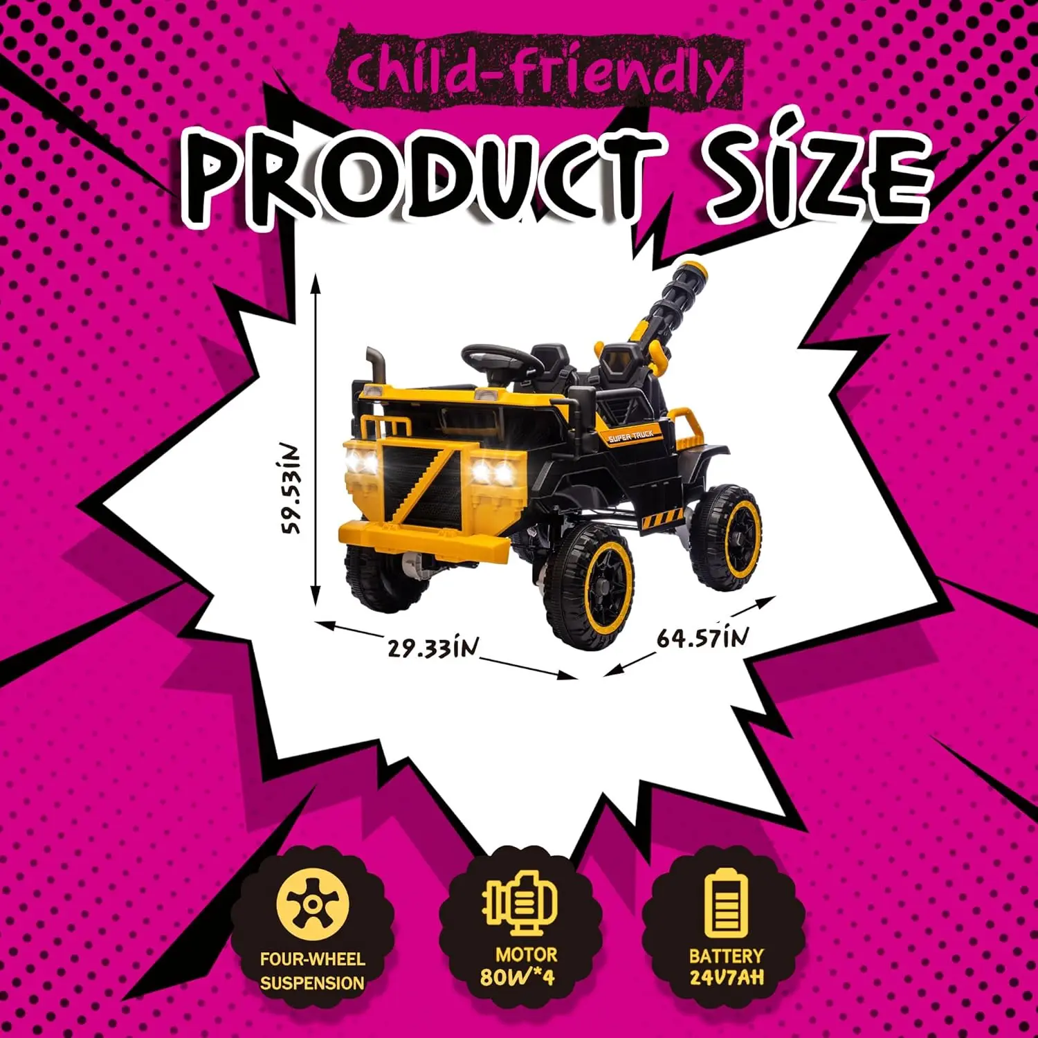 3 مقاعد للأطفال ركوب على شاحنة مع مسدس مياه 24 فولت ركوب على ألعاب للأطفال الكبار الصغار سيارة كهربائية الوالدين أضواء عن بعد بلوتوث