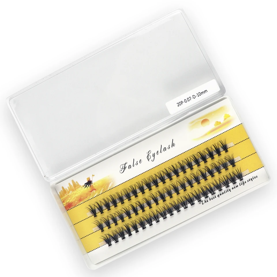 Racimos de Pestañas de Pelo Sintético 20/30D, 1 Caja con 60 Paquetes, Individuales Rusas 3D para Extensiones 6